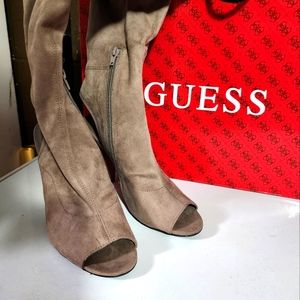 Grey Guess open toe over the knee boots